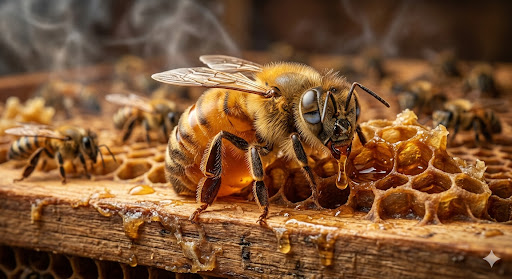 🐝 Crónicas en la Piquera: Hablamos con la "resistencia" 8 la abeja bernarda reposando el empacho de miel
